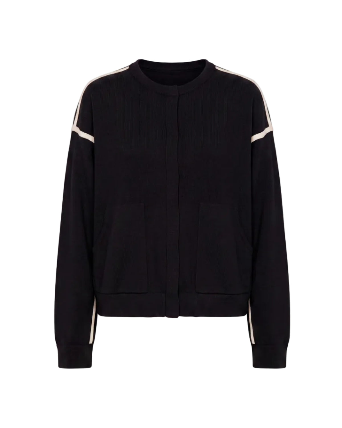 SKFK | Black and White Stitch Detail Cardigan Sweater