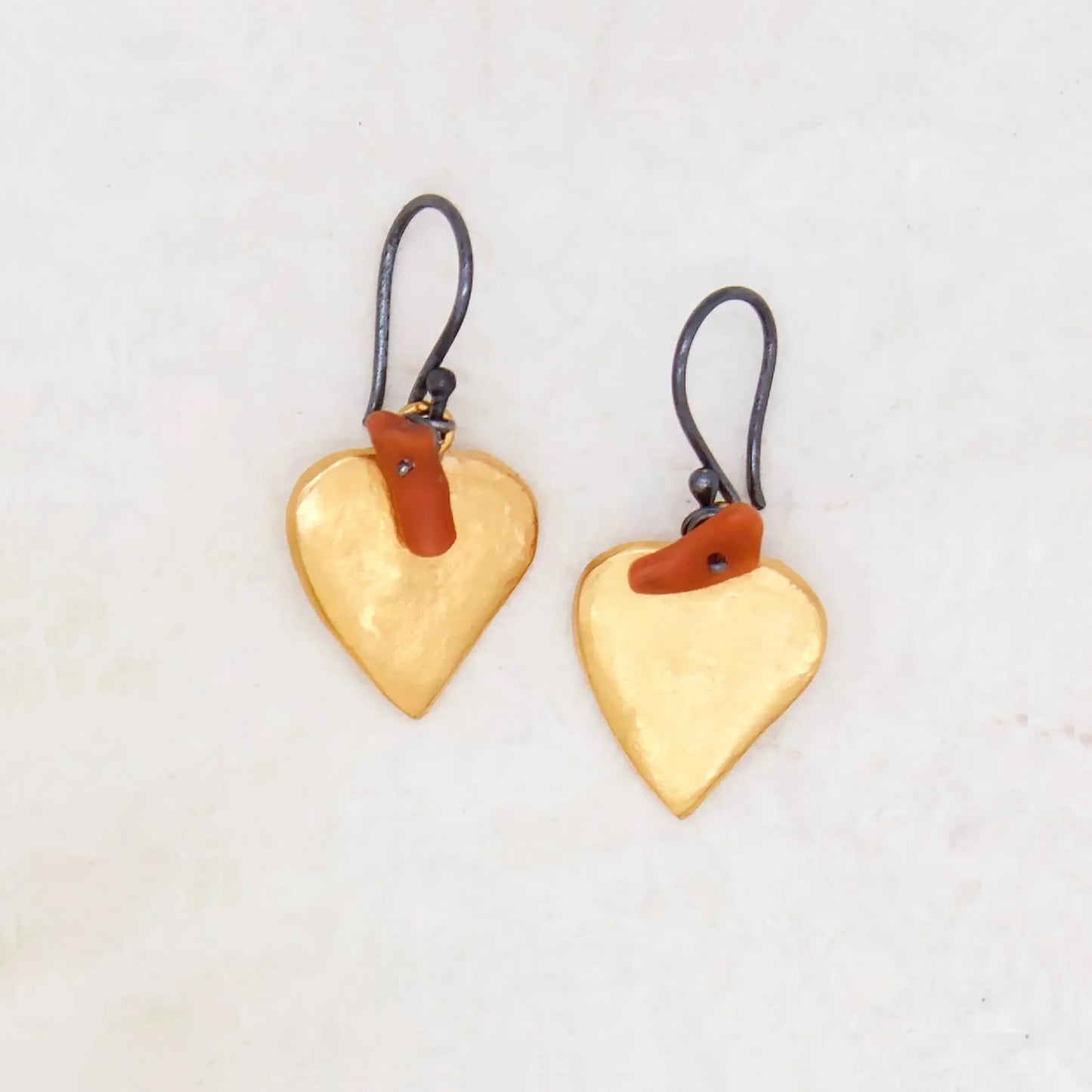 River Song | Golden Rustic Heart Earrings