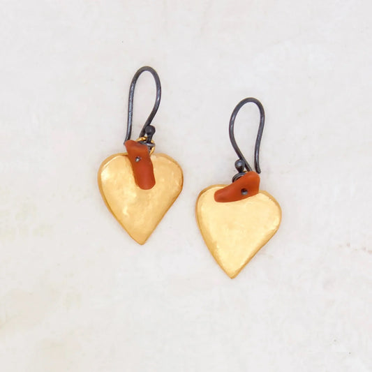 River Song | Golden Rustic Heart Earrings