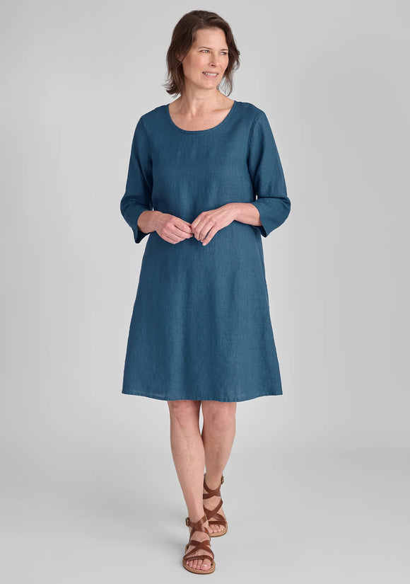 Happy Gathers Dress in Dark Teal / FLAX