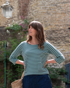 Classic Sailor Striped T-Shirt in DuckEgg/Indigo