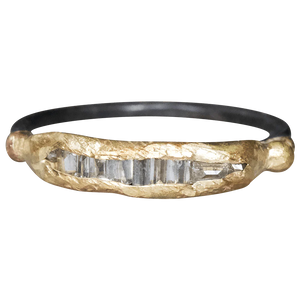 Baguette Diamond band on oxidized sterling silver| Variance Objects