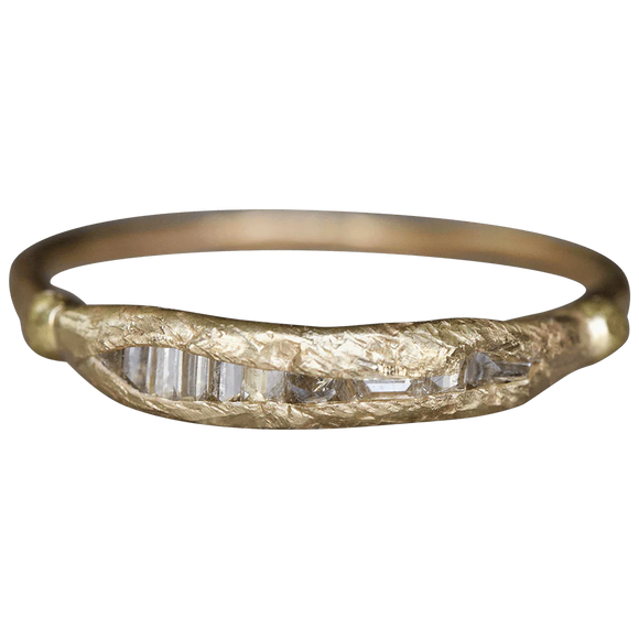 Baguette Diamond band on a yellow gold band| Variance Objects