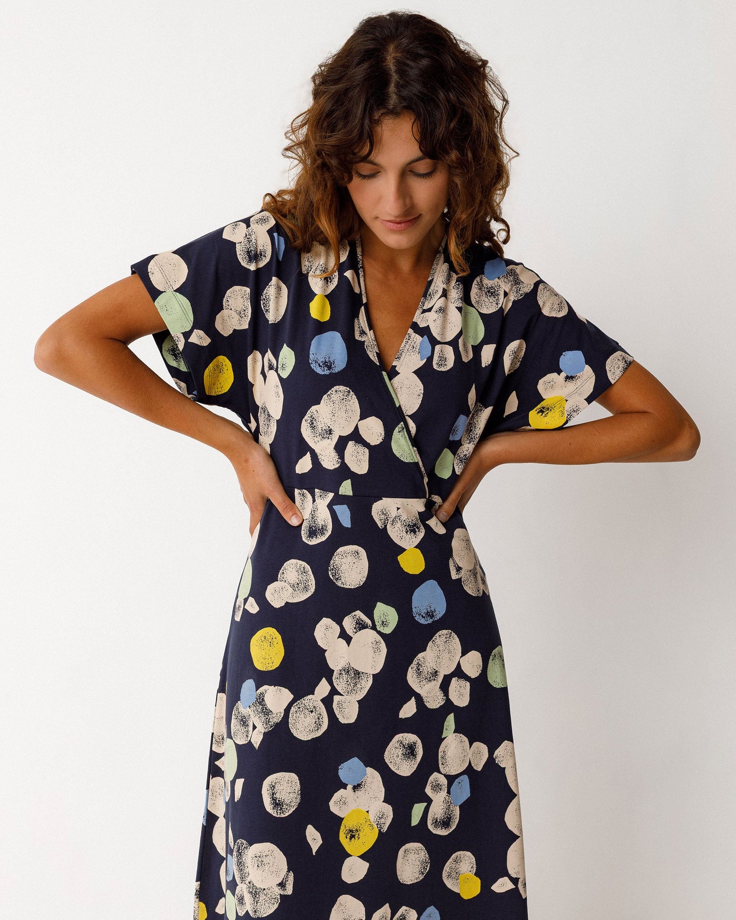 SKFK | Navy Spotted Kimono Sleeve Dress