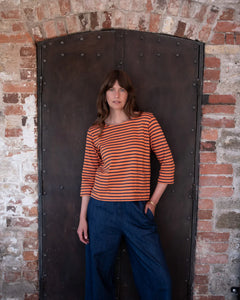 Classic Sailor Striped T-Shirt in Coral/Indigo