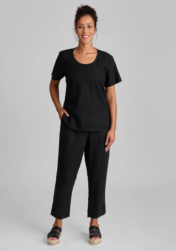 Pocketed Ankle Pant in Black / Flax