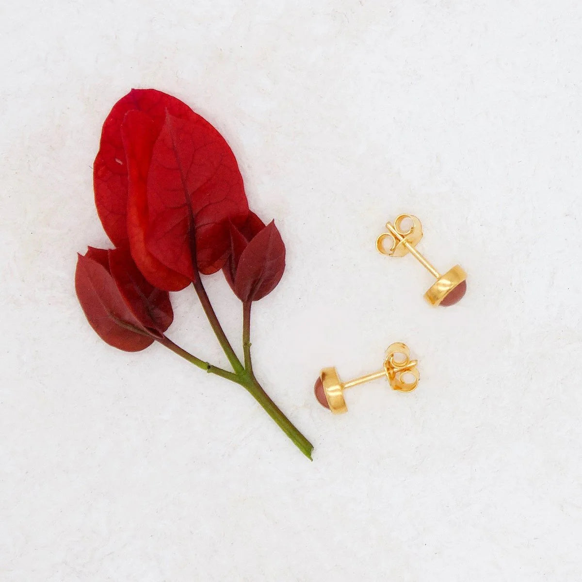 River Song | Polished Fire Opal Gold Stud Earrings