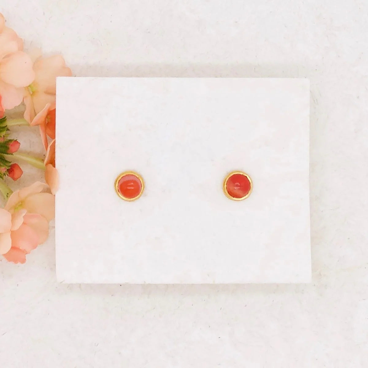 River Song | Polished Fire Opal Gold Stud Earrings