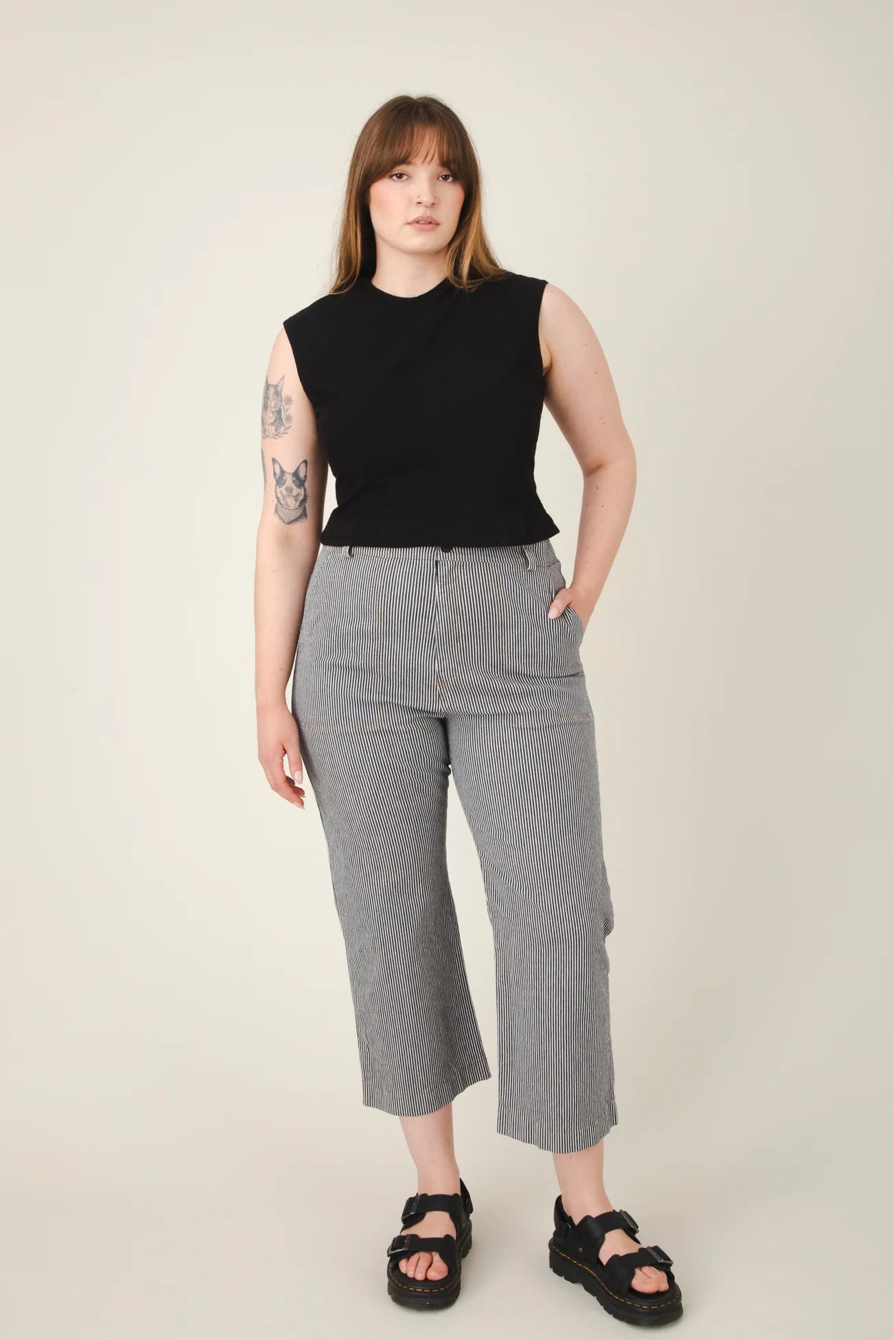 Prairie Underground | Black and White Cropped Pinstripe Jean