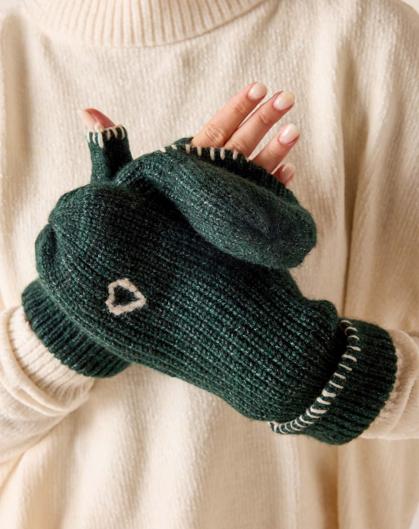 Sailor Love Whipstitch Flip Top Mittens / Mersea