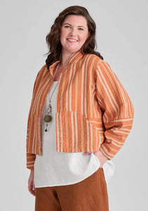 Seamly Jacket in dessert stripe / FLAX