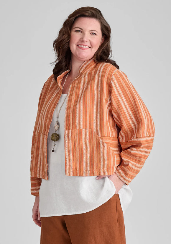 Seamly Jacket in dessert stripe / FLAX