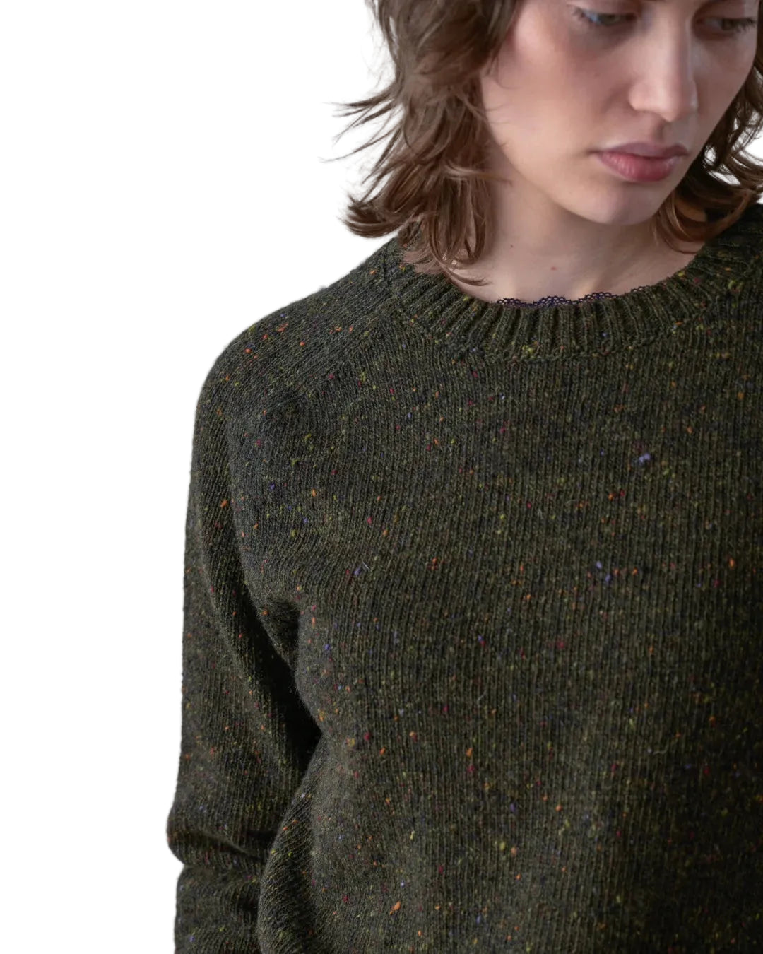 Bibico | Dark Green Flecked Cropped Jumper