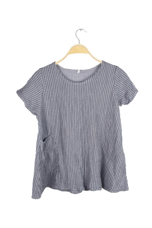 Striped Thai Crinkle Cotton Boxy Top