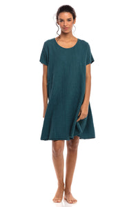 Thai Crinkle Cotton Cap Sleeve Dress w/ Stripe