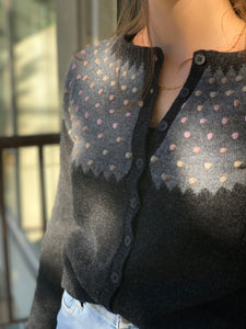 Ra Lambswool Cardigan in Dark Charcoal  | Mansted