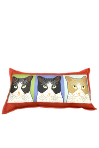 Tom, Dick, Harry Cat Pillow in Red | Natural Habitat