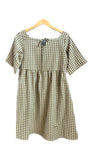 Nico Short Sleeve Mini Dress in Green Check | Mata Traders