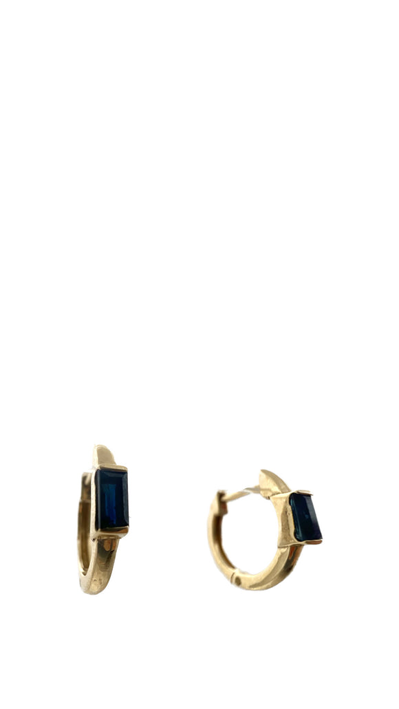 14k Gold Miniature Sapphire Hoops | Shree Jewelers