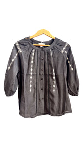 Black Blouse with Striking White Stitching Design | See U Soon