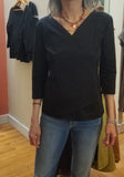 3/4 Sleeve Crossover Top in Black | Luna Luz