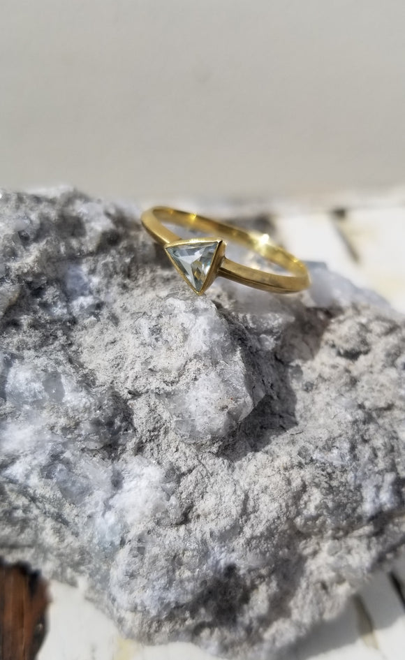 Light Blue Topaz Triangle Ring | Kothari