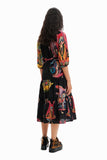 Lacroix Long Black Patterned Dress | Desigual