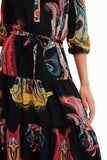 Lacroix Long Black Patterned Dress | Desigual