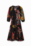 Lacroix Long Black Patterned Dress | Desigual