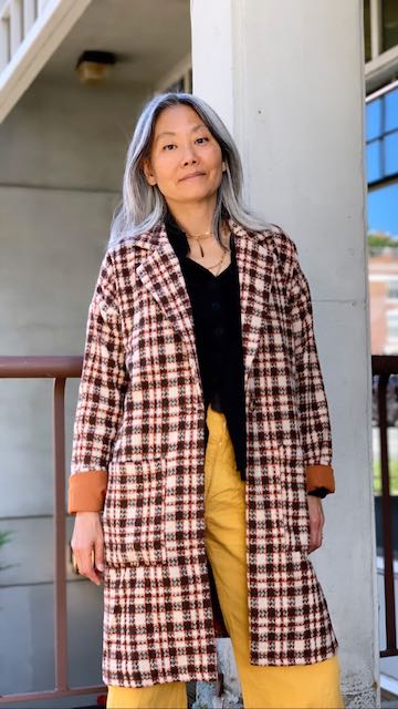 Mystree Orange and Brown Plaid Coat