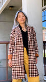 Mystree Orange and Brown Plaid Coat