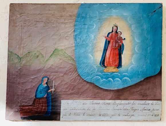 Antique Immaculate Virgin Ex Voto | Colonial Mexico