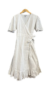 White Eyelet Midi Wrap Dress | Orvana