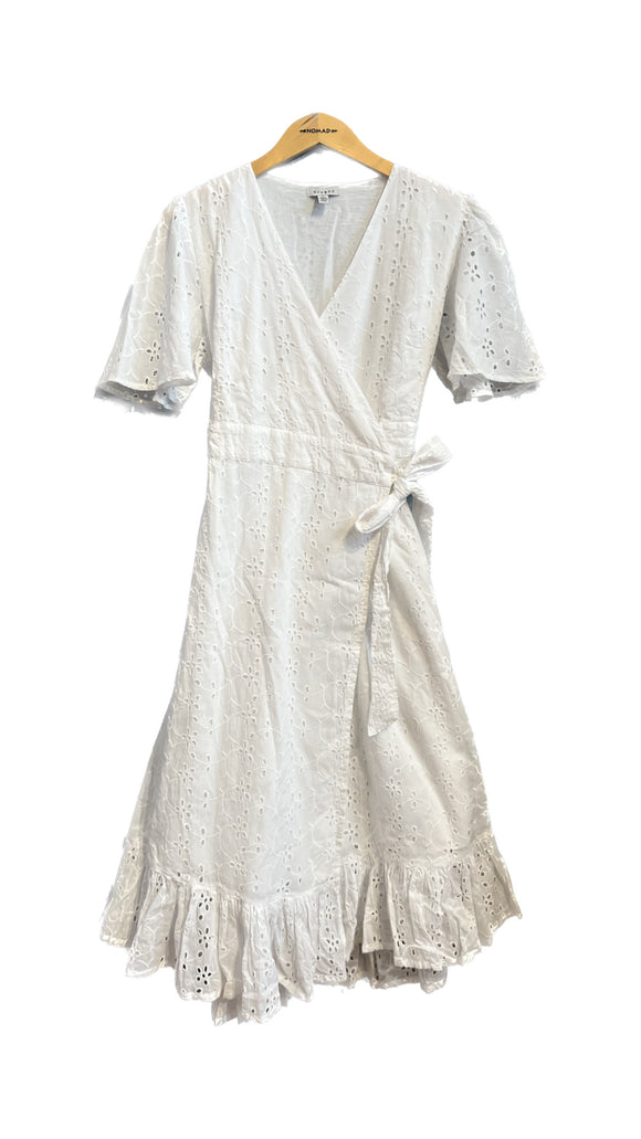 White Eyelet Midi Wrap Dress | Orvana