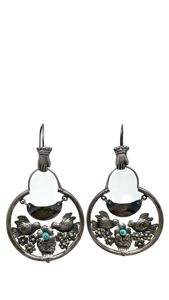 Handcrafted Hanging Hoop with Turquoise Accent Stone | Blue Jaguar Studios
