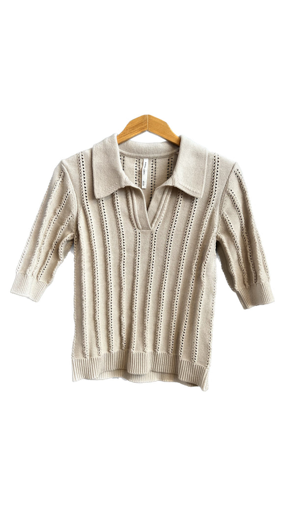 Oatmeal Knit Collared Top | Paper Label