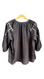 Black Blouse with Striking White Stitching Design | See U Soon