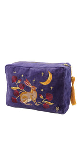 Hare At Midnight Velvet Wash Bag | Powder