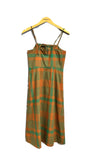 Green Cotton Checked Dress with Burnt Orange Accents |  Nice Things