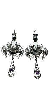 Handmade Sterling Silver Teardrop Purple Floral Earrings | Blue Jaguar Studios