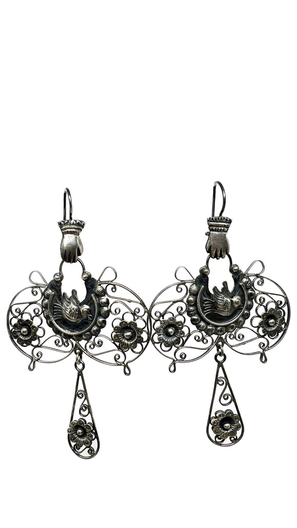 Handcrafted Teardrop Sterling Silver Earrings with Floral Detailing | Blue Jaguar Studios