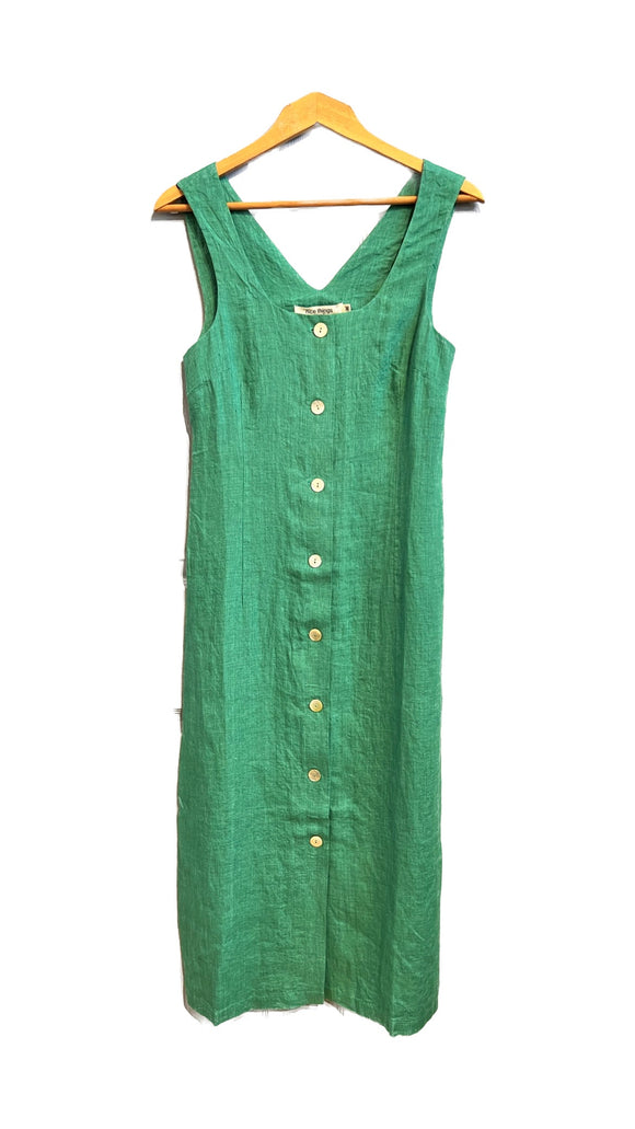 Button Down Linen Dress in Green |  Nice Things
