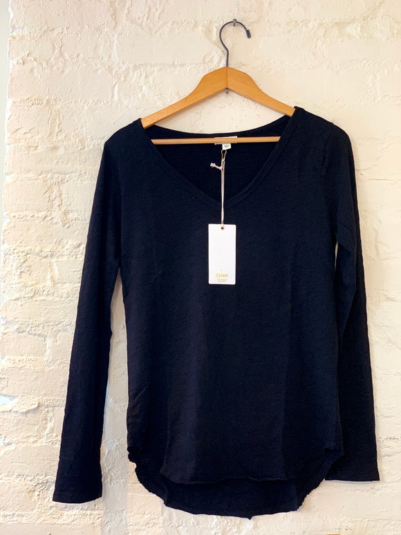 Black Dylan V-Neck Long Sleeve