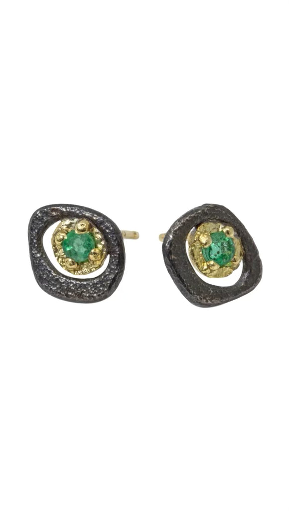 Emerald Pebble Stud Earrings | Rona Fisher