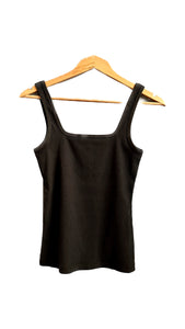 Little Black Ribbed Square Neck Tank Top | Paper Label