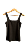 Little Black Ribbed Square Neck Tank Top | Paper Label