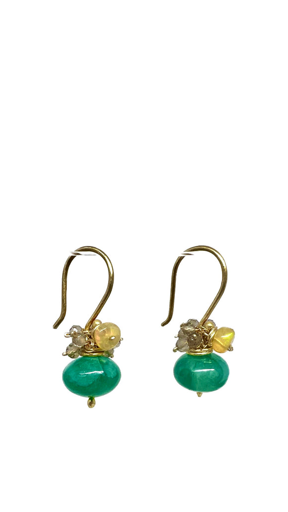 Chalcedony, Fire Opal, & Labradorite Earrings | River Song