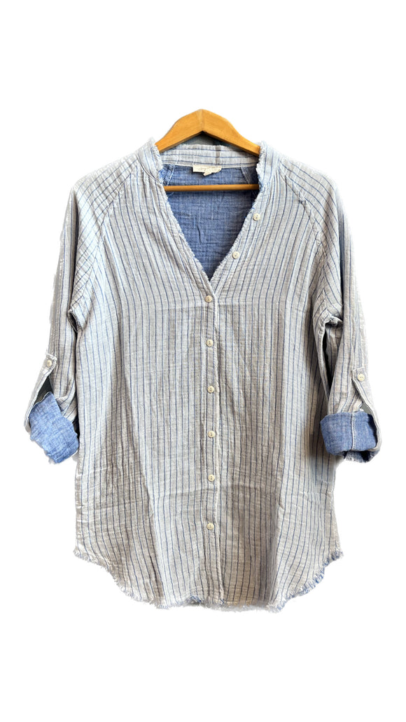 Long Sleeve Striped Button Down | Mystree
