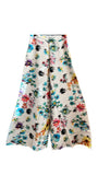 White Wide Leg Pants with Floral Watercolor Detailing | Desigual