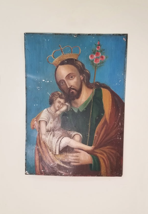 Antique Saint José Retablo | Colonial Mexico